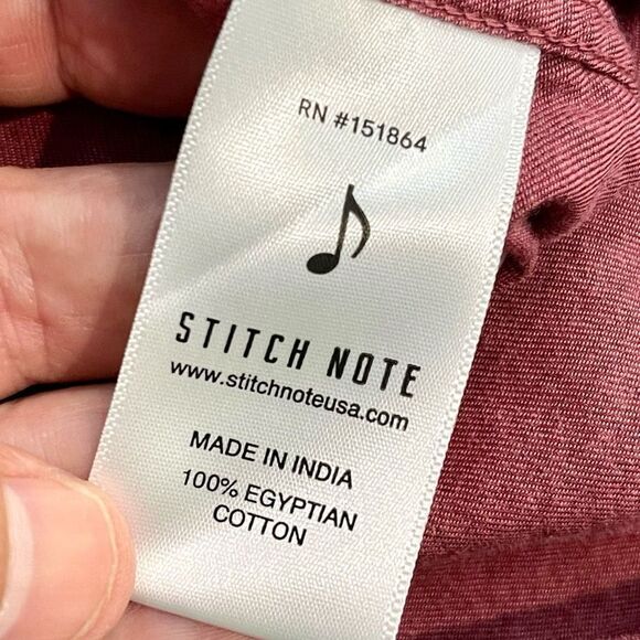 Stitch Note Egyptian Cotton Long Sleeve Shirt. Berry color. Size Large. - Picture 6 of 7